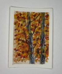 ACEO Original Watercolor 2.5 x 3.5 Fall Trees Landscape @spiritridgeart