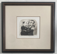 Vintage Original LITHOGRAPH Out of Court Settlement Signed Charles Bragg w COA