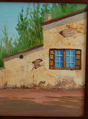 Vtg 90’s Original Signed Gloria Oyanes Oil Painting „Country House & Road“ 18X14