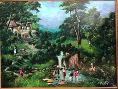 30×40 ORIGINAL VINTAGE HAITIAN ART PAINTING BY SIMEON MICHEL