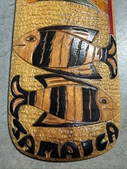 ART – Wood Carved Zodiac PISCES Hardwood Wall Sculpture 15.75×6.5 VTG Astrology
