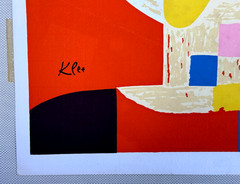 VINTAGE PAUL KLEE HAND PULLED SILKSCREEN PAINTING ABSTRACT HEAD OF A MAN CUBISM