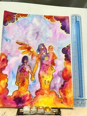 Watercolor Silhouette Painting Original Memorial Art Angels Baby Gift For Mom
