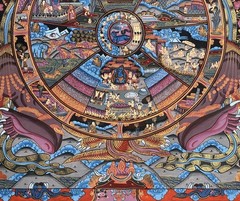 WHEEL OF LIFE BHAVACHAKRA/ SAMSARA MANDALA ORIGINAL TIBETAN THANGKA PAINTING