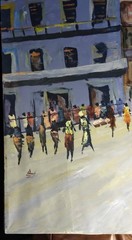 Landscape Oil Painting Modernist City Landscape Cityscape People Expressionist