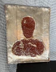 Unusual Modern Art Painting On Back Of Victorian Portrait