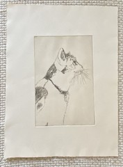 Original Woodblock Cat Etching By Fran Ritchie Yost