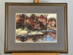 Dennis Frings Signed Original Painting Forest Stream Landscape Framed