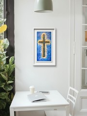 Original Vivid Cross Acrylic 20×10 Signed Canvas Impasto Expressionist Art