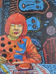 Excellent masterpiece, oil on OLD CANVAS, signed YAYOI KUSAMA
