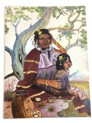 Native American Woman and Child Arapahoe Mother 1984 Original Oil Painting