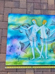 Original Painting Oil On Canvas By Jan Vasa 1996 „Nude Twins“ OOAK 25×32