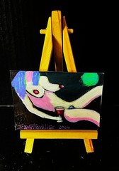 GOTHIC LOOK GIRL PORTRAIT POP ART unique OOAK PAINTING SWARTZMILLER DNA SIGNED