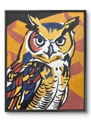 Acrylic Abstract Owl Original Artwork 11×14 Canvas
