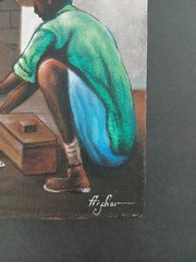 Original Haiti Painting CARD PLAYERS acrylic On Canvas Artist Archer 8″x10″ NEW