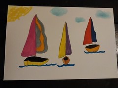 Original Impressionist Seascape Painting Ships Boats Ocean House 6×9 Signed GAT