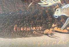 John Eberhardt Turkey Feather Painting “THE BUCK FEATHER” 22.5”X10.5” Frame 2006