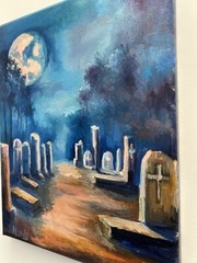 Halloween Decor, Original Painting oil, 8×10 inches, HALLOWEEN Horror Art, Gift