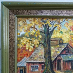 1975 Miniature Autumn Landscape Oil Painting Sugar House Framed Signed 8.5×6.5