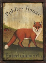 Xlarge Antique Look Repro of Original Tavern Sign „Public House“ Fox Hunt Horse