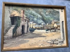 Maude Parker Watercolor „Harbor View“ United Kingdom Artist