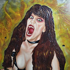 The Great Kat Original Portrait Painting 44×32 heavy metal guitarist guitar girl