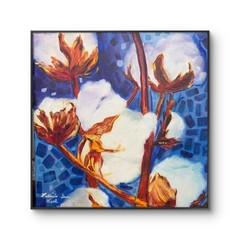 Cotton Bolls 2x12Abstracton Oil on Canvas Expressionsim Design Home Art