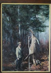 paintings 1890-1920 original, Deer hunter, hunting, whitetail deer, Illustration