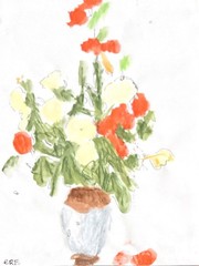 Original Chinese Floral Vase Art 11×14 Modern Bright Pop Still Life Painting