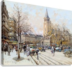 Church of St Germain of the Pres Painting by Eugene Galien Laloue Reproduction