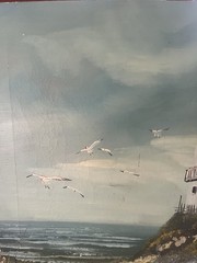 Vintage Canvas Brian Roche Seascape Lighthouse Coastal Original Oil Painting