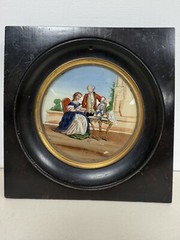 Miniature IN Frame Hand Painting. 19 Century. 7,5” X 7,5” Inches.