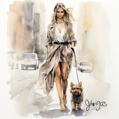 Watercolor Yorkie Painting Art Print 8.5×11