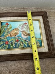 Original Wall Art Painting Birds In A Tree Framed Artist Signed 8” X 10”