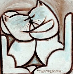 Two Persian Cats Original Oil Painting by Tommervik | Abstract Art Wall Decor