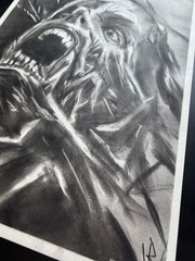 Screaming Horror Face Pastel Drawing 11×14 Dark Art Original