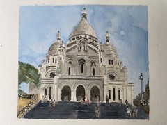 Sacre-Coeur Basilica, Paris, France/Orig W/C / 10″x14″/Mimi Davis, Artist