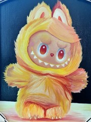 Framed Cartoon Pop Art Painting Labubu Character Animation Fantasy