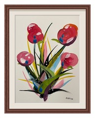 Atherton 11×14 Original Floral Roses Acrylic Painting „ABSTRACT FLOWERS“ signed