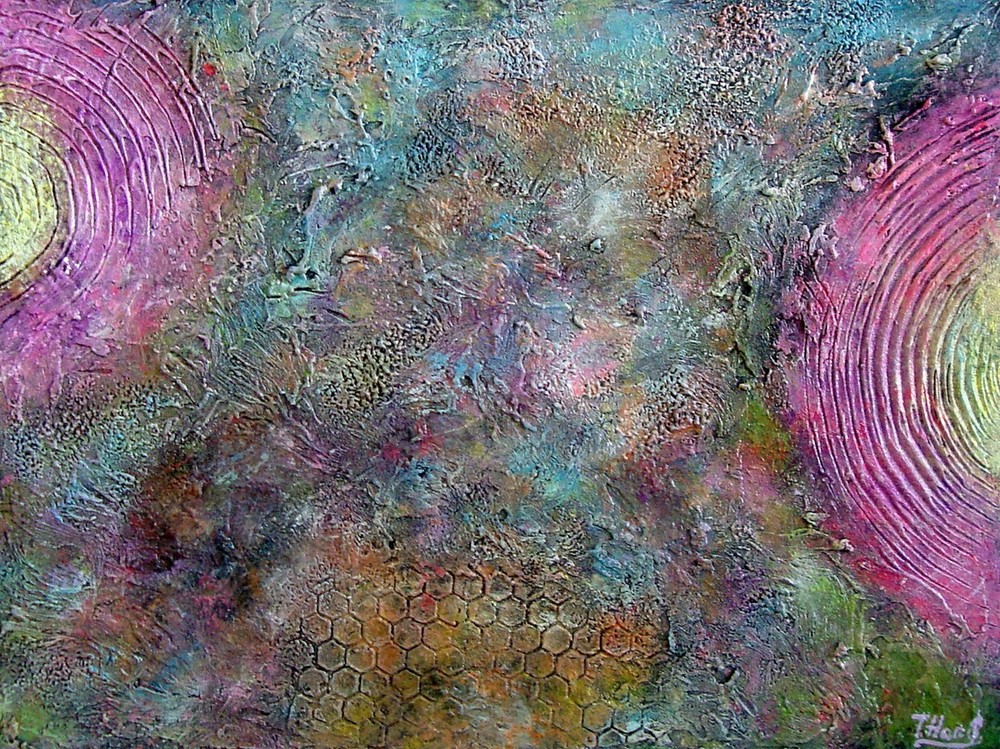 Original abstract acrylic painting „Summer Vibrations“,9″x12″x0.1″