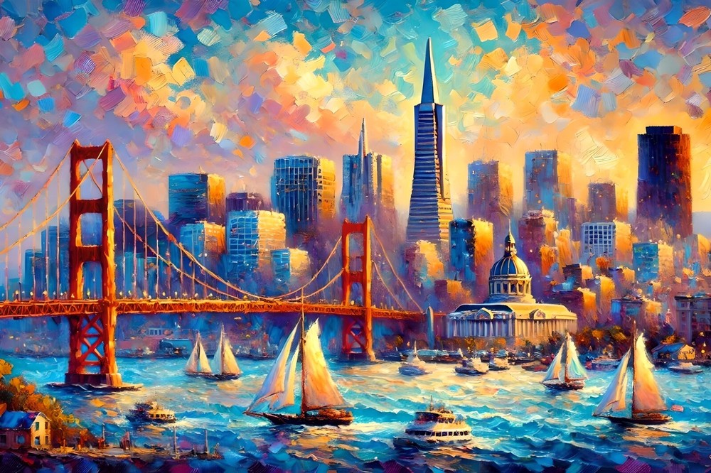 Original art giclée painting „San Francisco“ signed/numbered