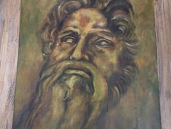 Vtg Moses Zeus God Bearded Man Tina Weinstein Original Art Painting 28 x 22″
