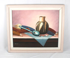 Artist K Hoskin US, Mid 20th Original Oil Painting Native Southwest Still Life