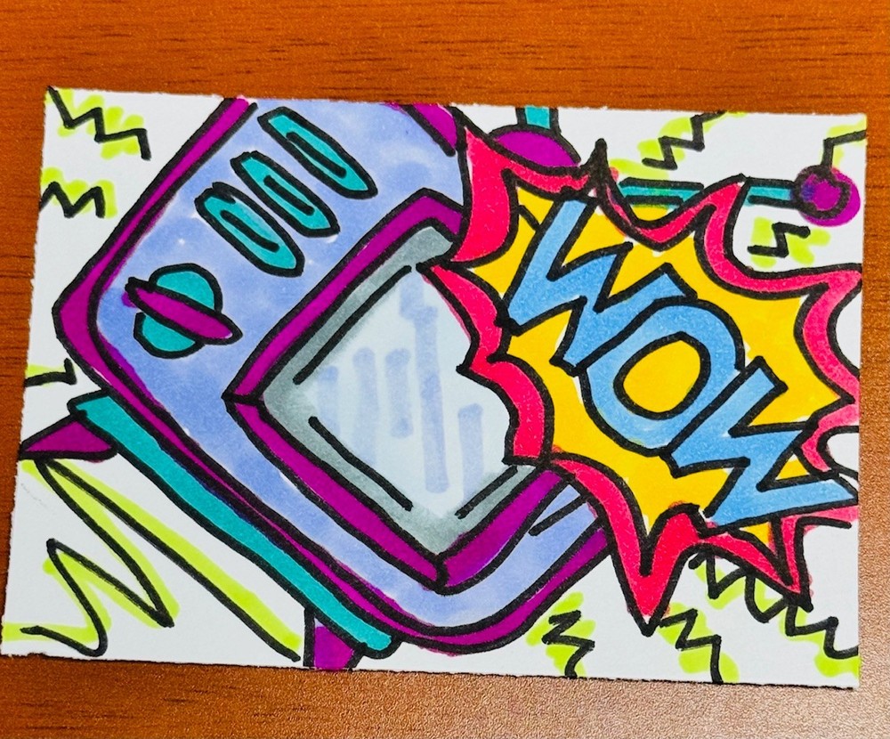 ACEO Miniature Art Piece- The Tube- Pop Art, Vibrant-Original-Caroline Hanold