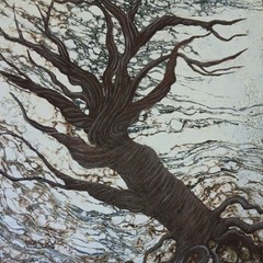 Abstract Tree Landscape Painting on Canvas/Panel Wall Art, Nature Theme