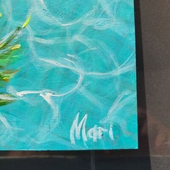 Girl Painting Tropical Palm Original Wall Art Poolside Swim Figurative Summer