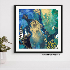 White mat recycled mixed media flowers abstract nature collectable OOAK ink art