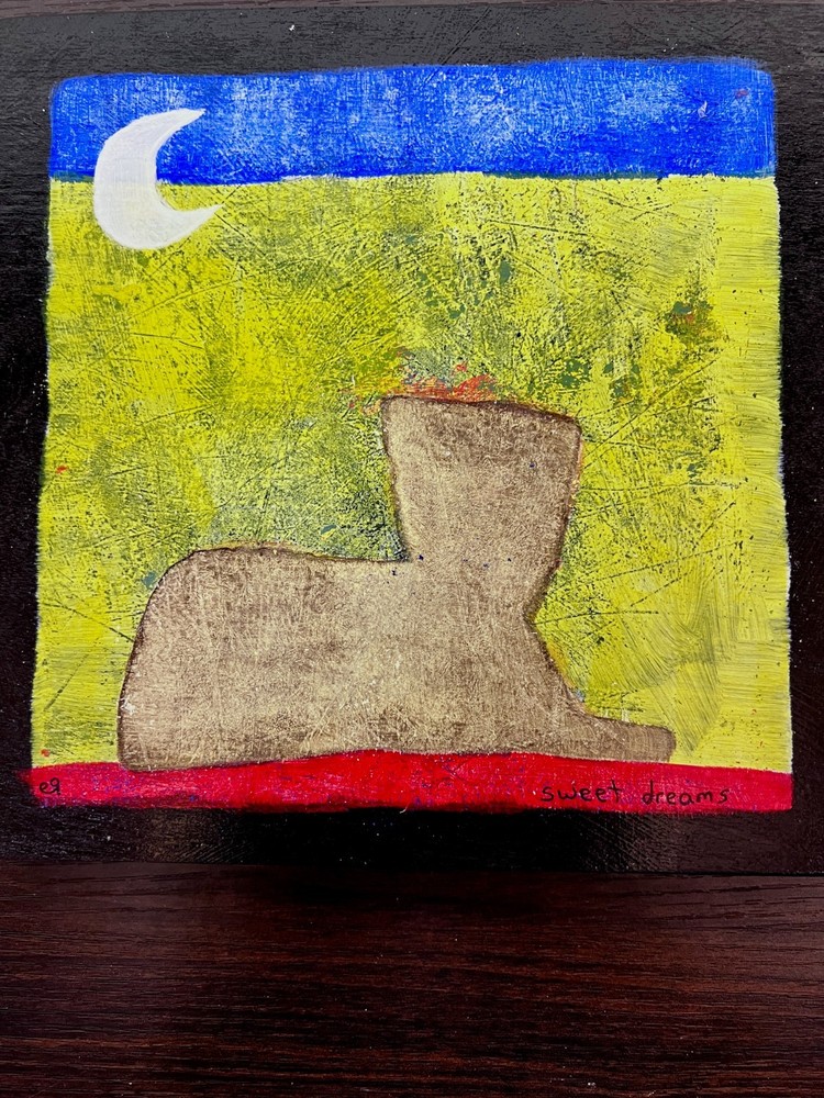 e9Art 8×8 ’sweet dreams‘ childlike art brut folk outsider naive primitive paint