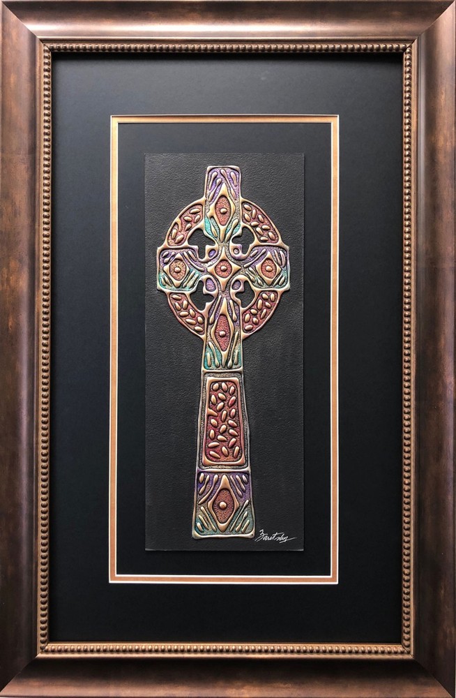Joel Zaretsky „Celtic Cross“ CUSTOM FRAMED Christian Religious Original Art