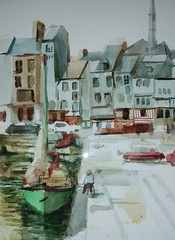 Rex Brandt Original Vintage CA Regionalist Honfleur 1965 Watercolor Painting Art